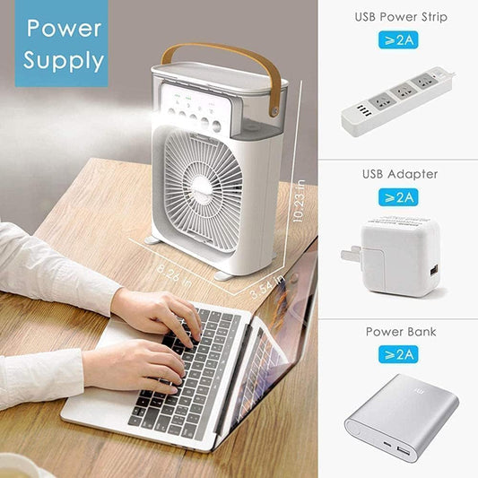 TEKCOOL Mini Cooler for Room Cooling AC Portable Mini Fan Artic Cooler with 7 Colors LED Light, 1/2/3 H Timer, 3 Wind Speeds and 3 Spray Modes for Office,Home,Dorm,Travel?-