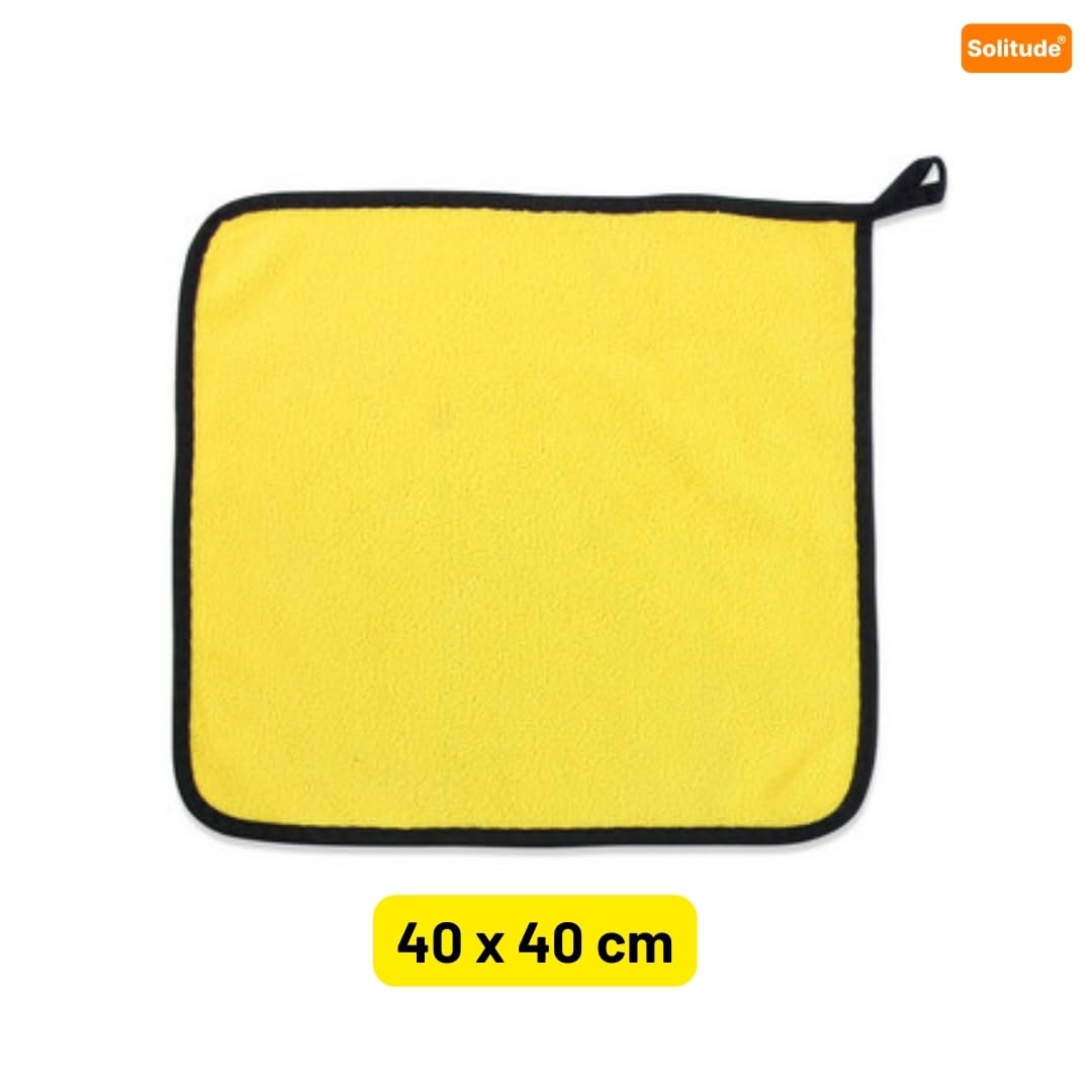 Solitude 4 Pcs Microfiber Cleaning Towel Cloth 40 x 40 cms, 400 GSM Highly Absorbent Dust Lint Free Multipurpose Towels for All Vehicles Bike, Car, Glass Detailing, Cleaning, Washing