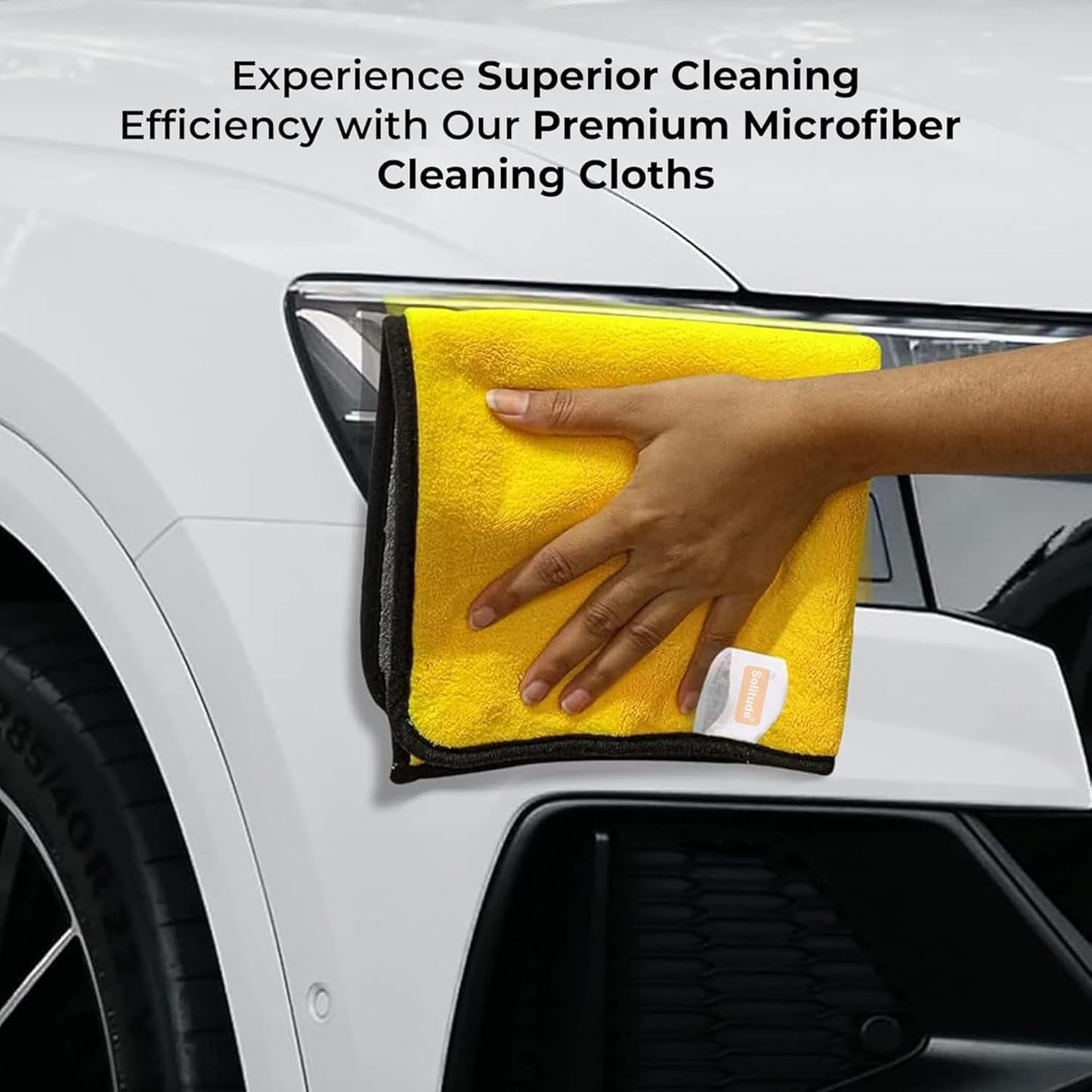 Solitude 4 Pcs Microfiber Cleaning Towel Cloth 40 x 40 cms, 400 GSM Highly Absorbent Dust Lint Free Multipurpose Towels for All Vehicles Bike, Car, Glass Detailing, Cleaning, Washing